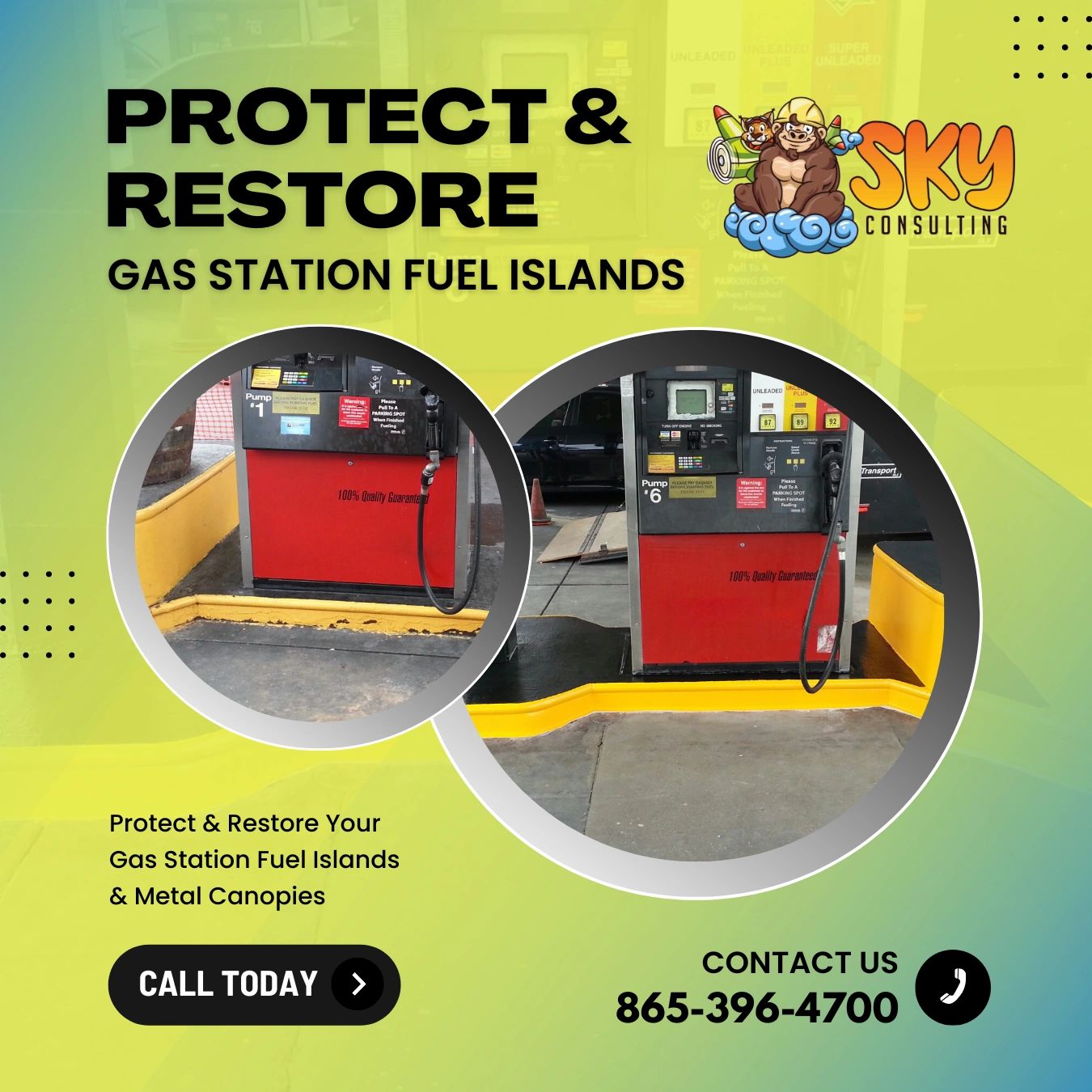 Winter Protection Gas Station Canopies & Fuel Pump Canopy Repair